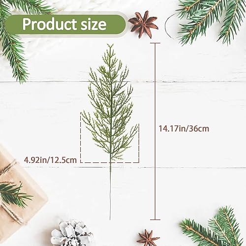 Miniatura 2 de Sukh 25 ramas de pino artificiales, hojas de hoja perenne sintética, púas de vegetación de Navidad para decoración, centros de mesa, jarrón,
