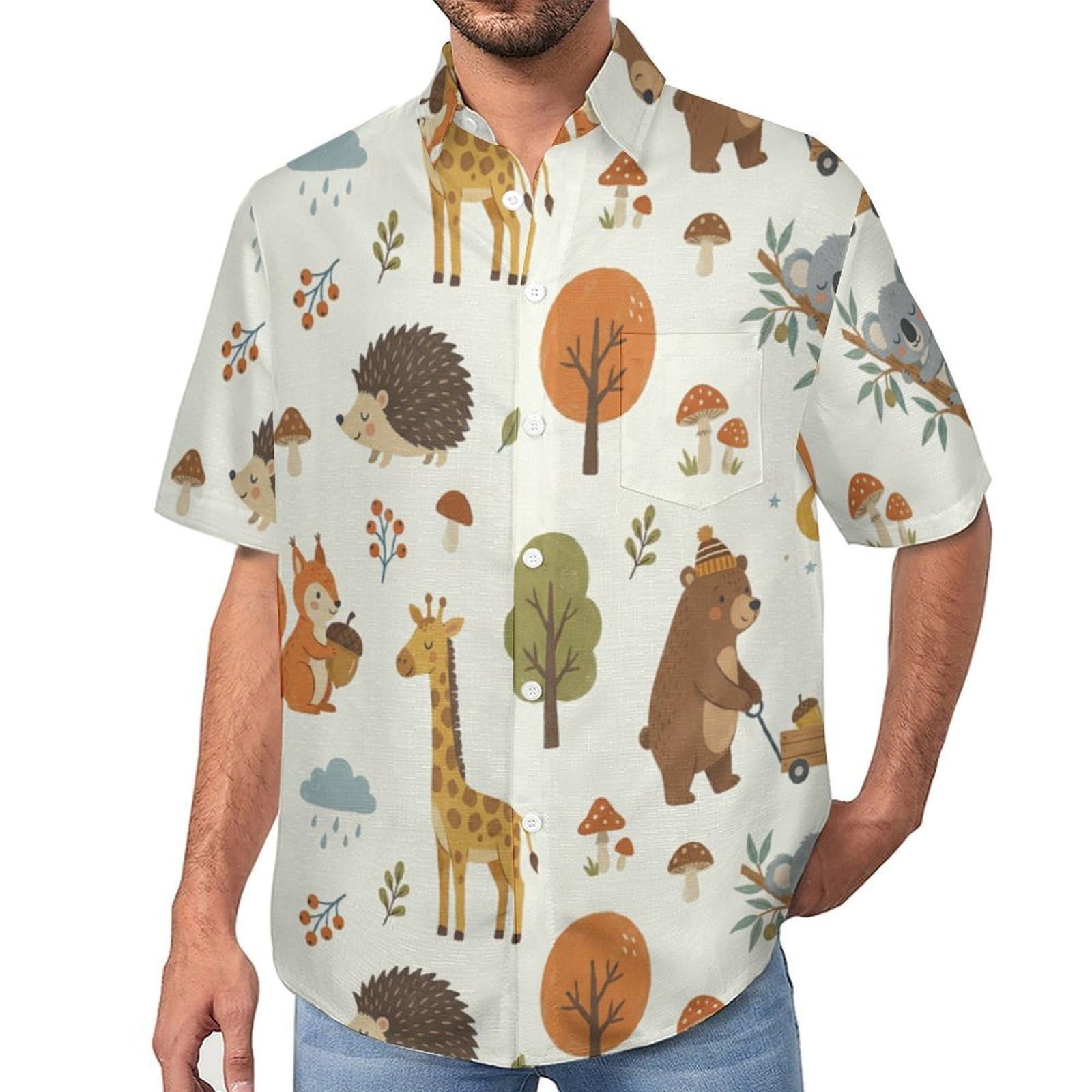 Camicie a Maniche Corte da Uomo - Camicie da Spiaggia con Stampa Animali Divertenti Cartoni Animati, Funky Estiva Cool Camicia Hawaiana Monopetto Camicia S-7XL