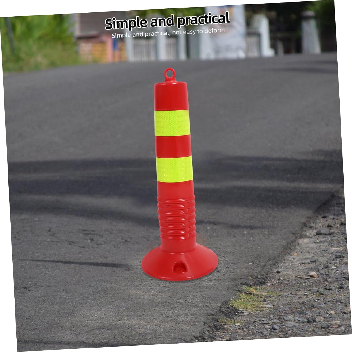 Car Stopper for Garage Parking Abs Traffic Cone with Chain Post Cap Safety Delineator