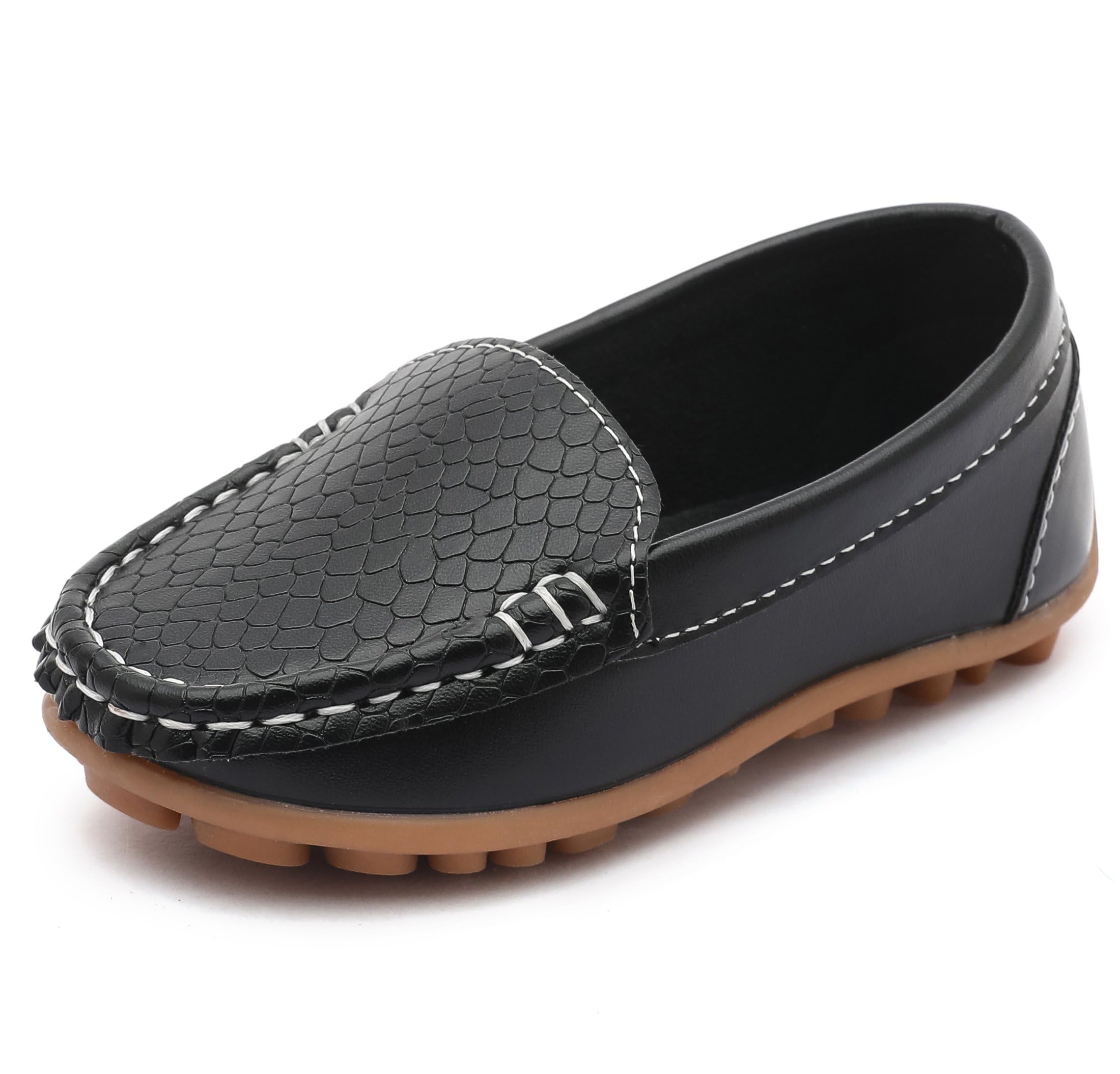 LONSOEN Toddler Little Kid Boys Girls Soft Slip On Loafers Dress Flat Shoes