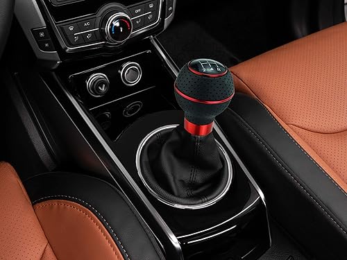 Miniatura 3 de Abfer Pomos de palanca de cambios de 5 velocidades, pomo de palanca de cambios de cuero, extensión para la mayoría de vehículos manuales automáticos
