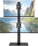 Moniteur vertical double pour écrans 17–34 pouces, support de moniteur empilé, tient jusqu'à 33 Lbs par bras, 33.1" Pole extra large, Mont réglable en hauteur de mouvement complet, 75/100 VESA, Serrure & Grommet
