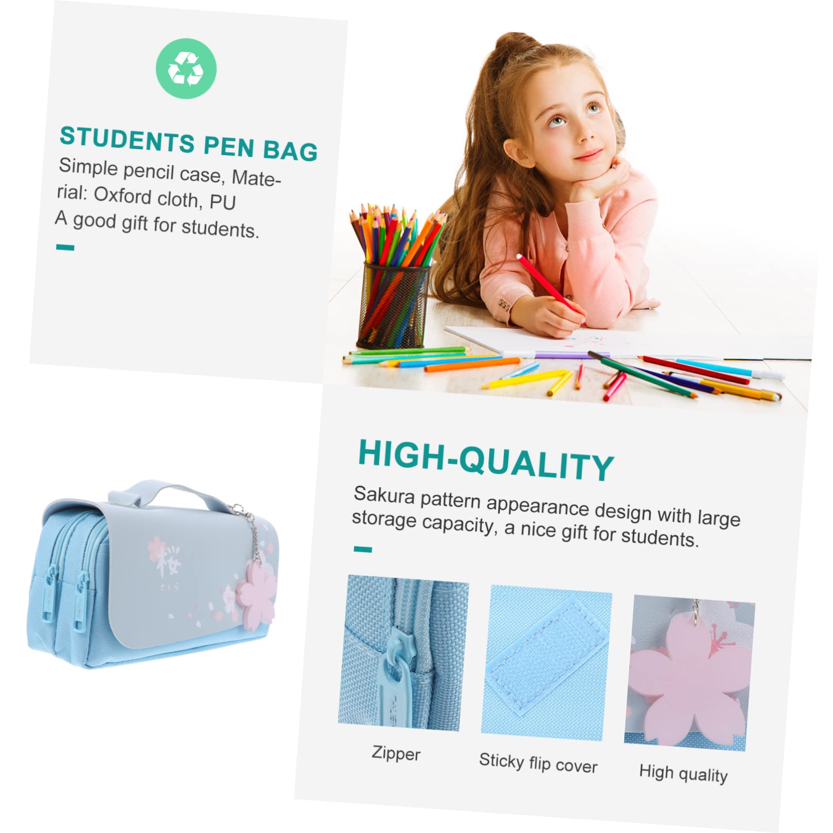 Tofficu Estuche para Lápices De 2 Piezas para Estudiantes Bolsa De Papelería De Gran Capacidad Bolsa para Lápices con Doble Cremallera Cubierta Adhesiva Portátil para Mayor Seguridad.