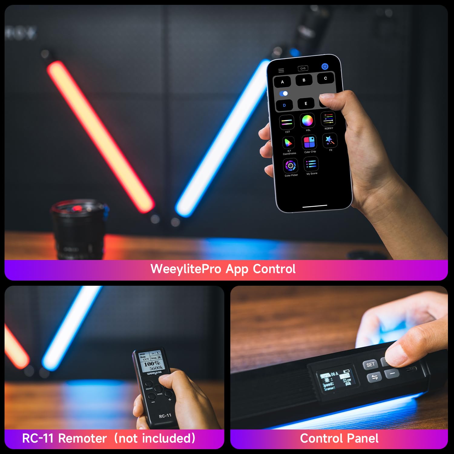 VILTROX Varinha de luz RGB K60, bastão de luz de vídeo LED