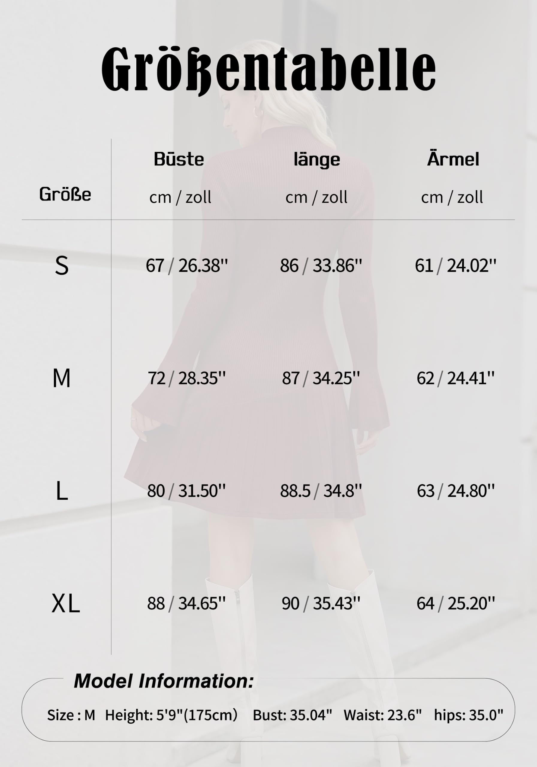 Strickkleid Damen Langarm Elegant Winter Pulloverkleid