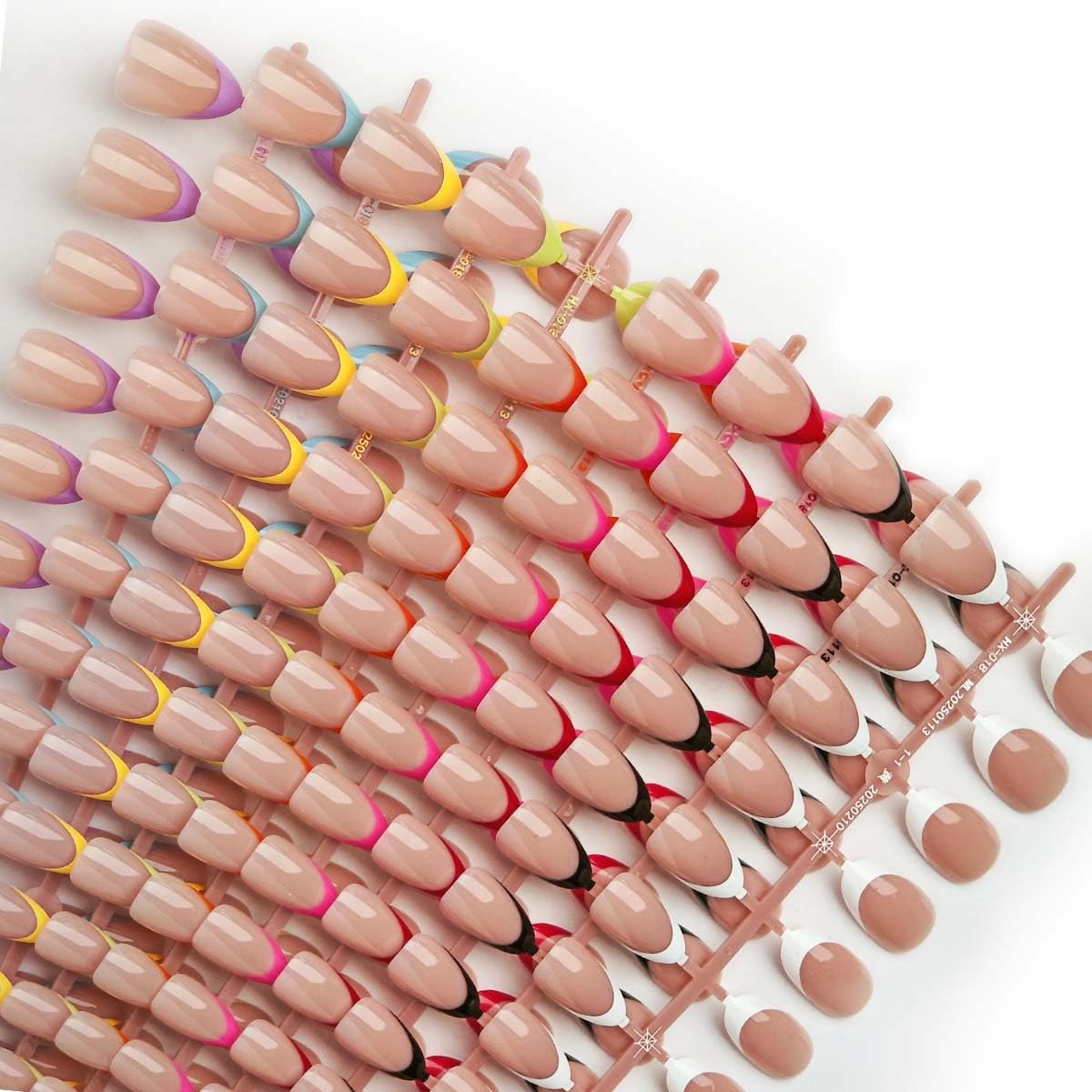 Photo 1 of 216 Pcs French Tip Press on Nails Short Almond,French Nails Press ons in 9 Different Color Nail Tip,Reusable Fake Nails in 12 Sizes,Glossy False Nails Full Cover Stick on Nails for Women Manicure