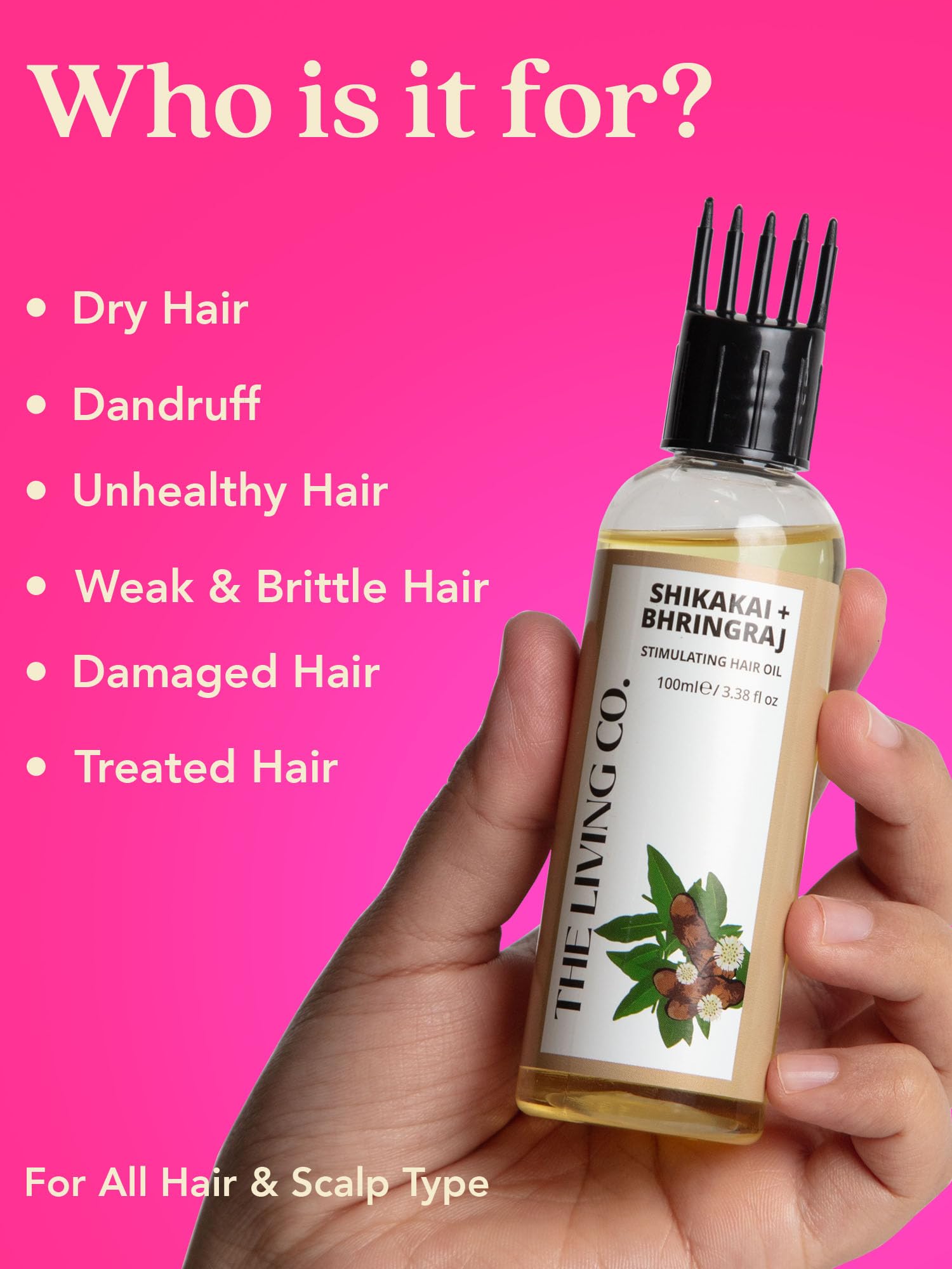 THE LIVING CO Shikakai + Bhringraj Stimulating Hair Oil For Hair Growth - 100ml, 100 ml (Pack of 1) - Image 2
