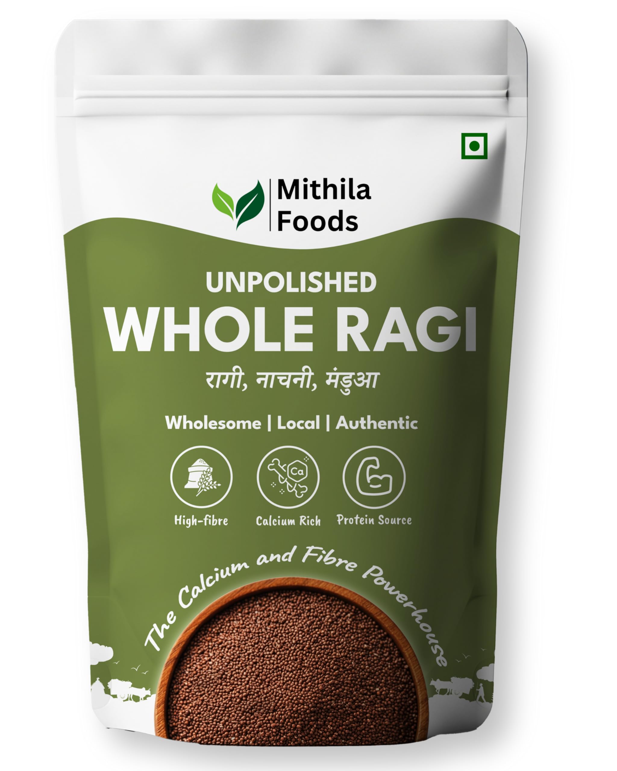 MITHILA FOODS 2 kg Unpolished Whole Ragi (Finger Millet/Nachni/Mandua/Kezhvaragu/Ragulu) | High Calcium & Fibre | Gluten-Free Supergrain from Gumla, Jharkhand - India’s Ragi Capital