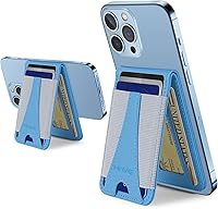 Vista 1 de HiWe Magsafe - Soporte magnético con soporte ajustable, diseño de torre Eiffel, ventana de identificación abierta, soporte para 8 tarjetas, cuero