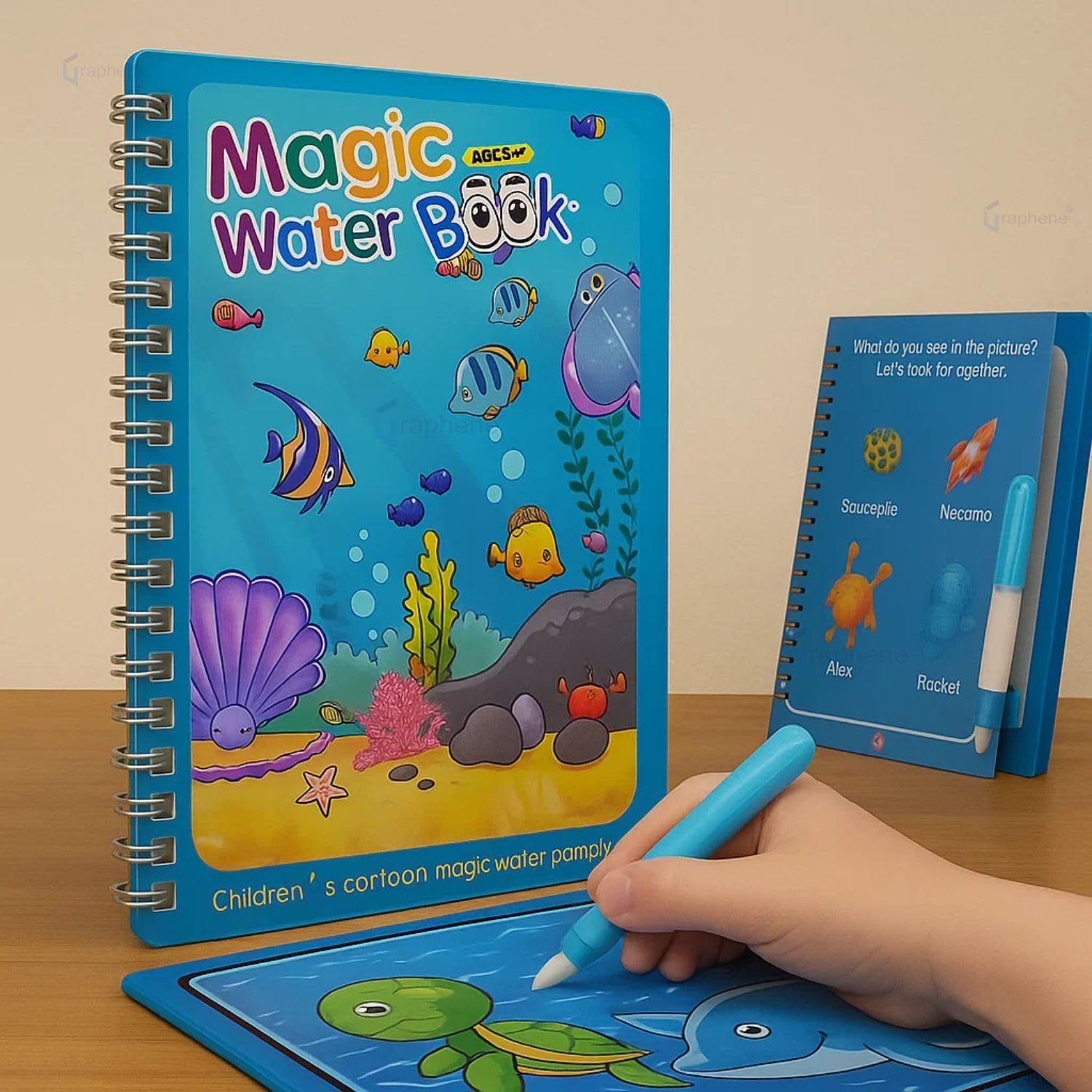 Reusable Magic Water Coloring Book with Refillable Water Pen, 15 x 19 cm Mess Free Drawing Pad for Toddlers and Kids, Reveal Hidden Pictures, Reusable Painting Activity Travel Learning Toy (1)-image-6