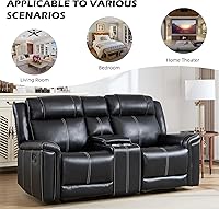 Vista 6 de EBELLO Sofá reclinable de dos plazas de piel sintética, sofá reclinable manual, silla de 2 plazas de estilo moderno de mediados de siglo