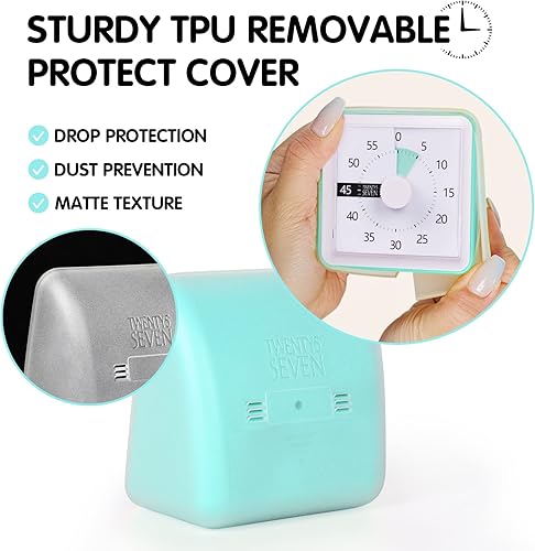 Miniatura 3 de Temporizador visual con funda protectora, temporizador de cuenta regresiva de 60 minutos para niños, autismo, TDAH, aula, oficina en casa, reloj de