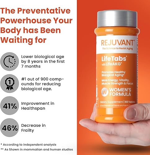 Miniatura 20 de Rejuvant Suplemento AKG para hombre de 1000 mg ultra 98% puro (calcio alfa-cetoglutarato) con fórmula patentada AKG de liberación controlada rica