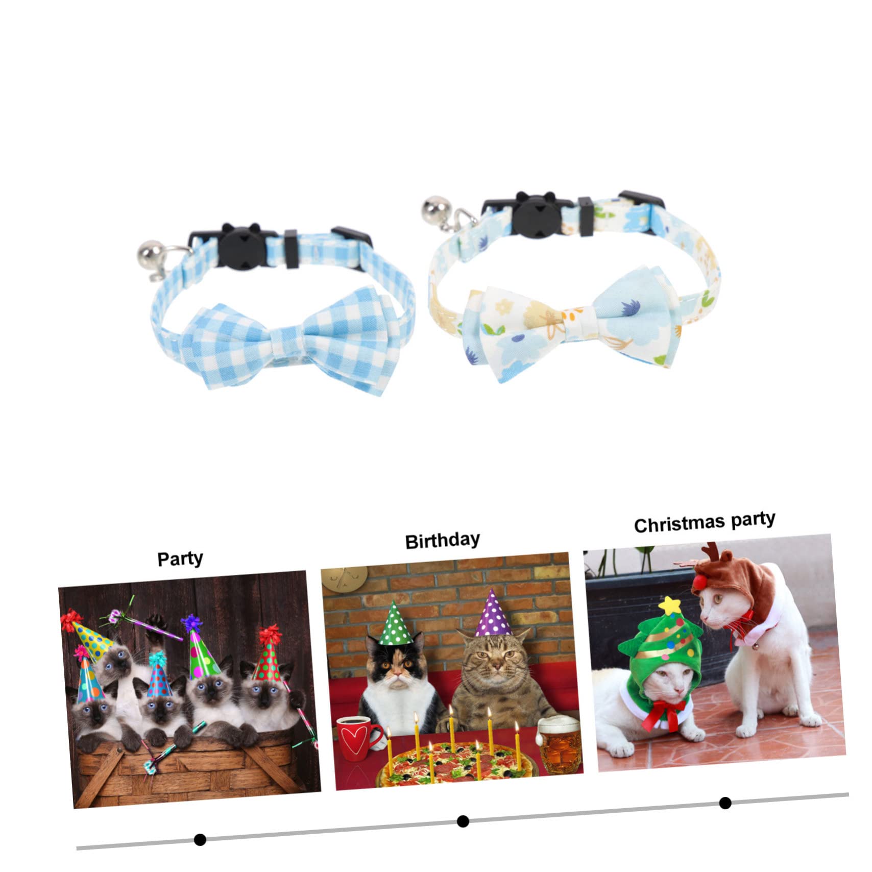 Toddmomy 8pièces Collier pour Chat Décoratif avec Clochettes pour Et Chiens Aux Éraflures pour Sorties Plein Air Motif Floral Carreaux