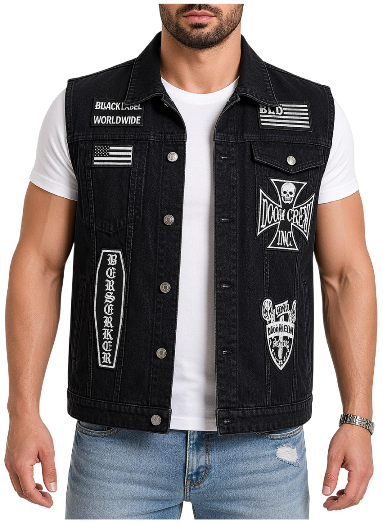 Gilet da motociclista da uomo in stile gotico, stile punk rock, Halloween, cosplay