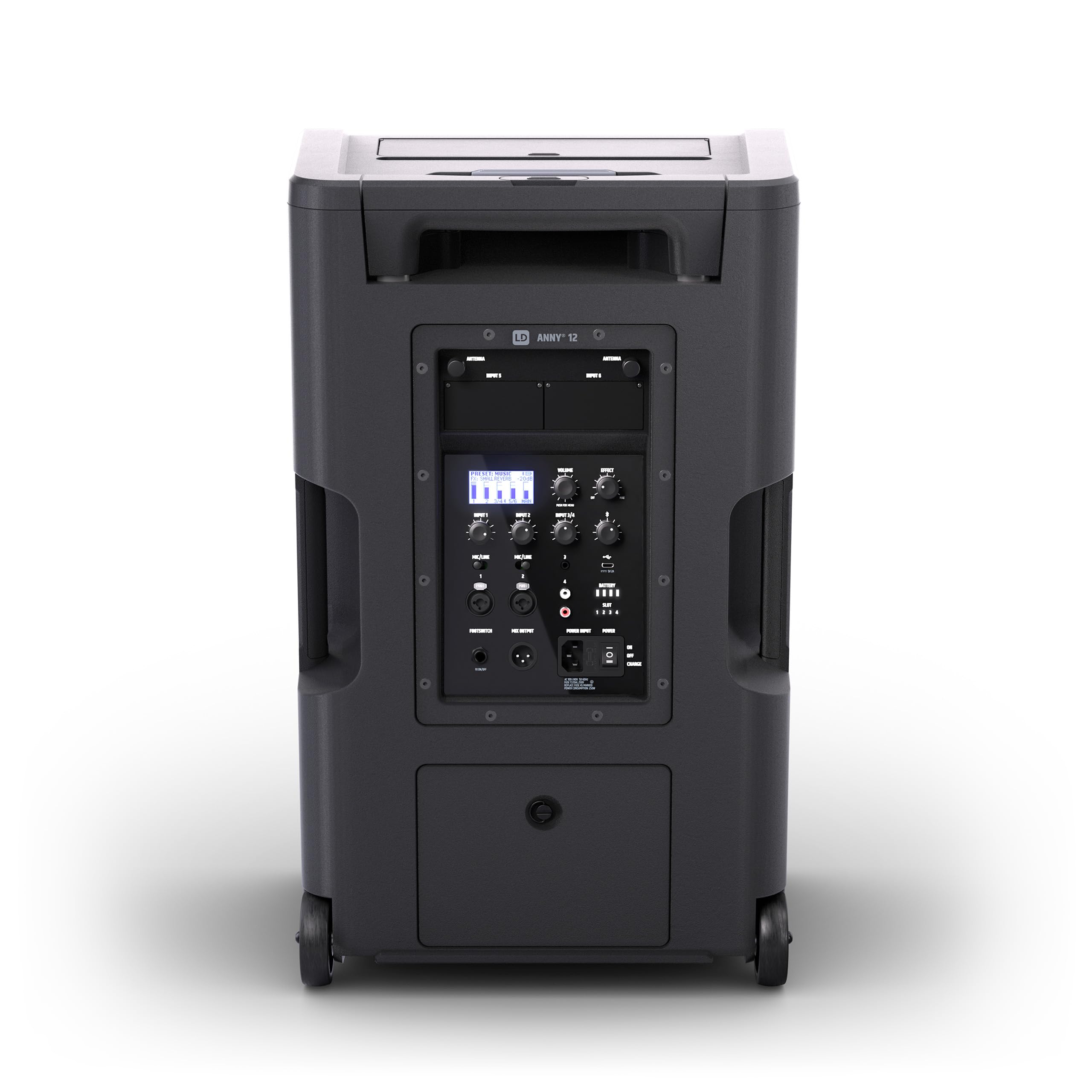 LD Systems ANNY 12-12" Mobiler Bluetooth PA-Lautsprecher mit Akku und Mixer, schwarz