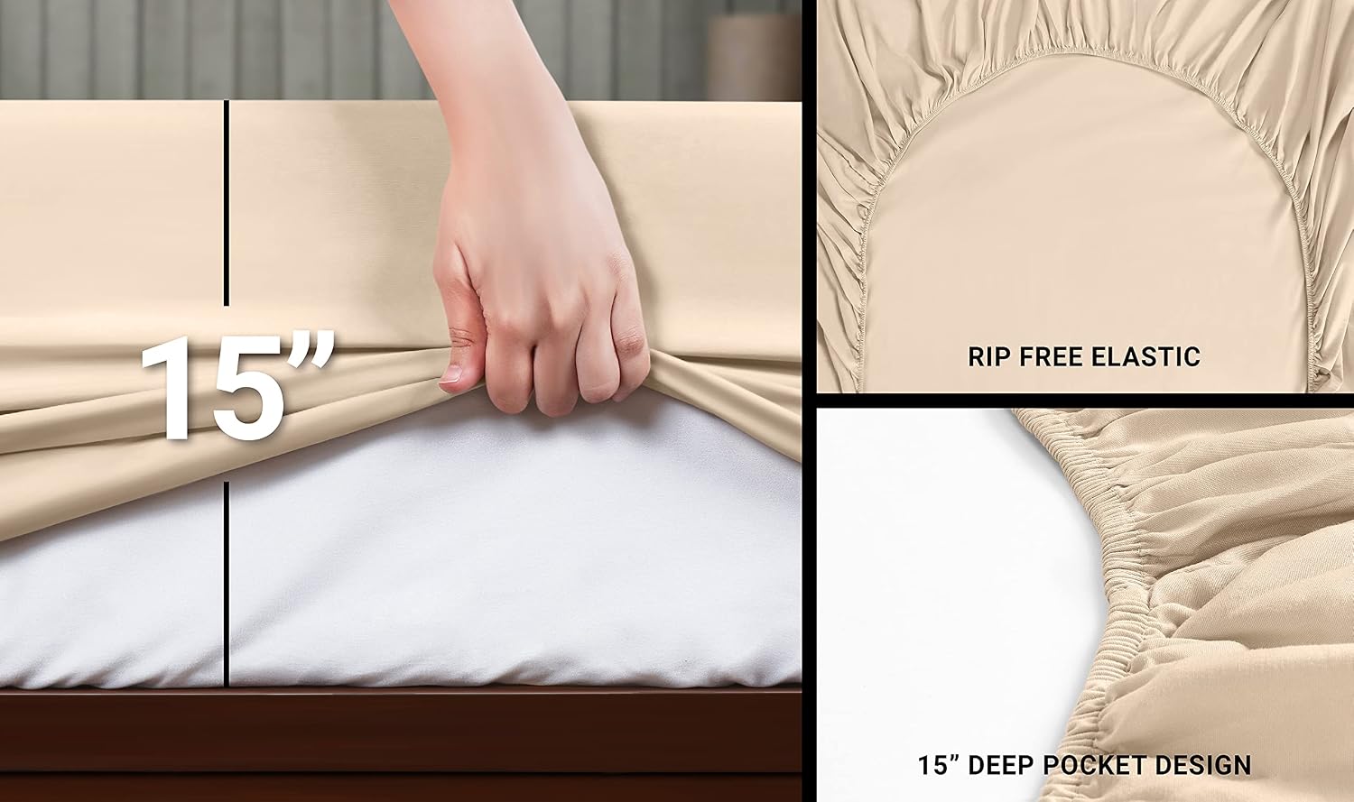 Utopia Bedding Full Bed Sheets Set - 4 Piece Bedding - Brushed Microfiber - Shrinkage and Fade Resistant - Easy Care (Full, Beige)