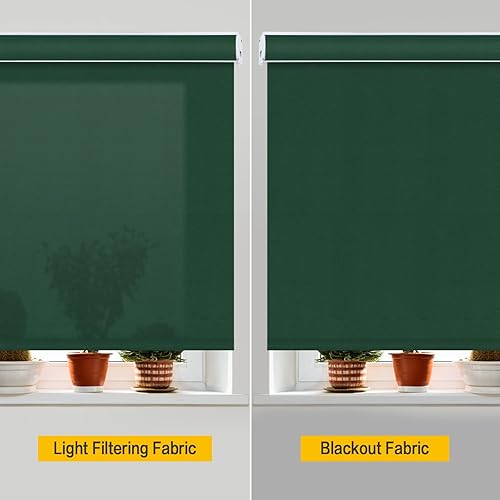 Vista 66 de Yin Yang Persianas opacas con cenefa inalámbrica, cortinas de tela filtrante de luz UV blanca, persianas enrollables con cenefa de metal cubierta