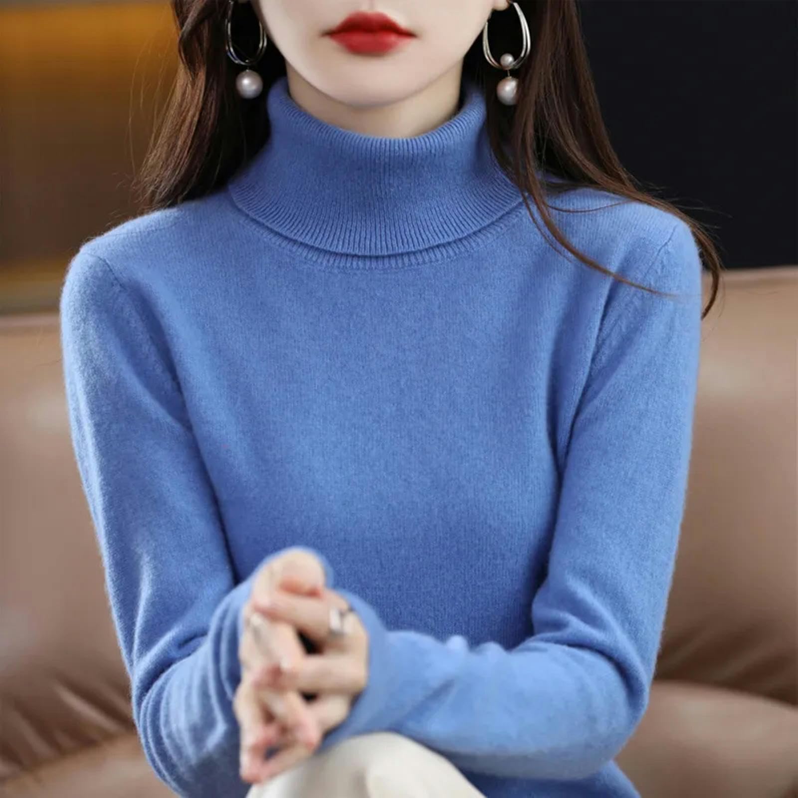 TEidea Maglione Donna Maglione da Donna Inverno Maglione A Torta Calda Invernale: Pullover Femminili A Maglia Ad Alto Colletto in Dimensioni S-XXL