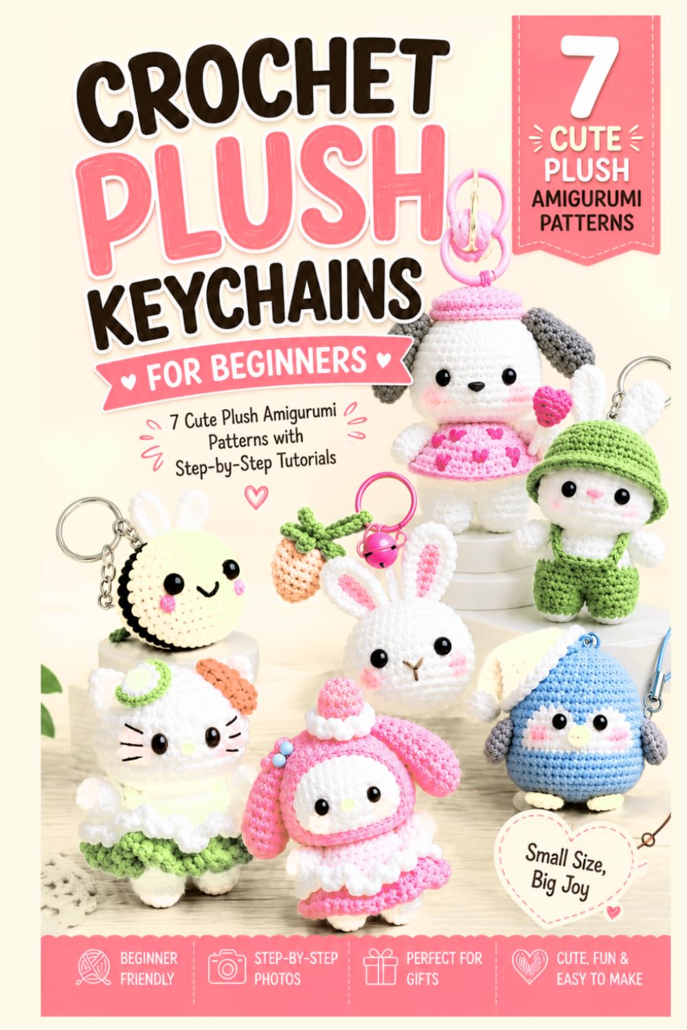 Crochet Plush Keychains for Beginners: 7 Cute Plush Amigurumi Patterns with Step-by-Step Tutorials