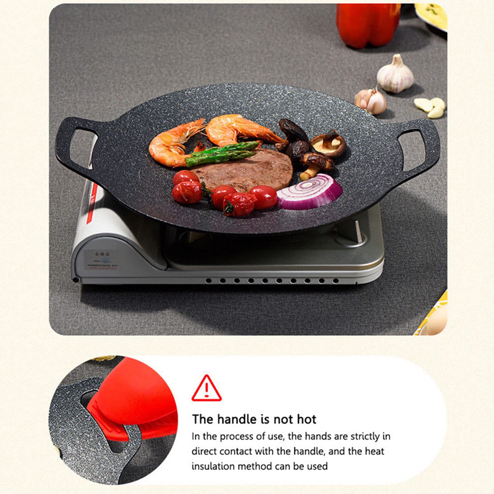 Poêle à griller coréenne, 27,9 cm, 33,1 cm, 38,1 cm, poêle coréenne, revêtement antiadhésif à 6 couches, plaque de cuisson ronde pour griller en intérieur et en extérieur (30 cm)