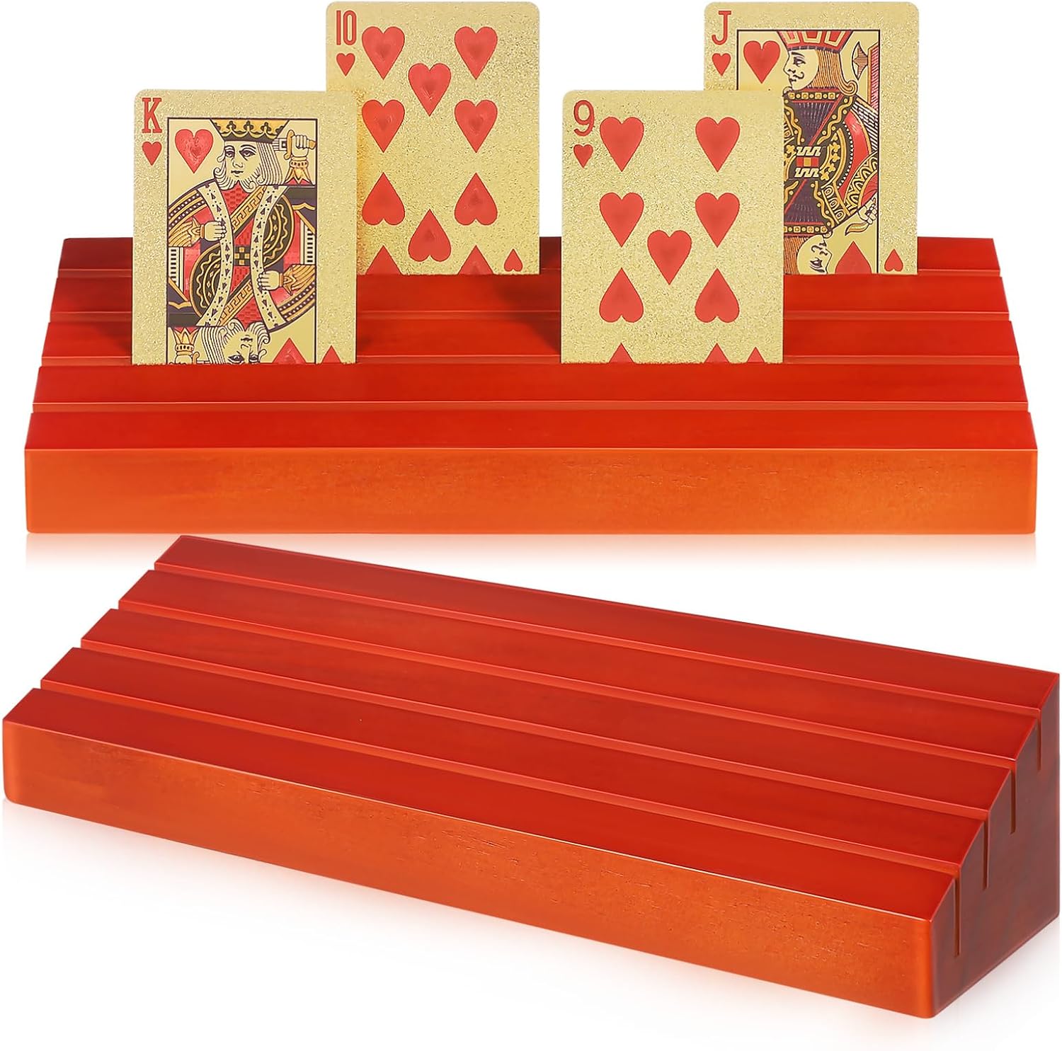 ibasenice 2pcs Wooden Playing Card Holders Base for Games Parties and Events Stable Card Stands for Easy and Display