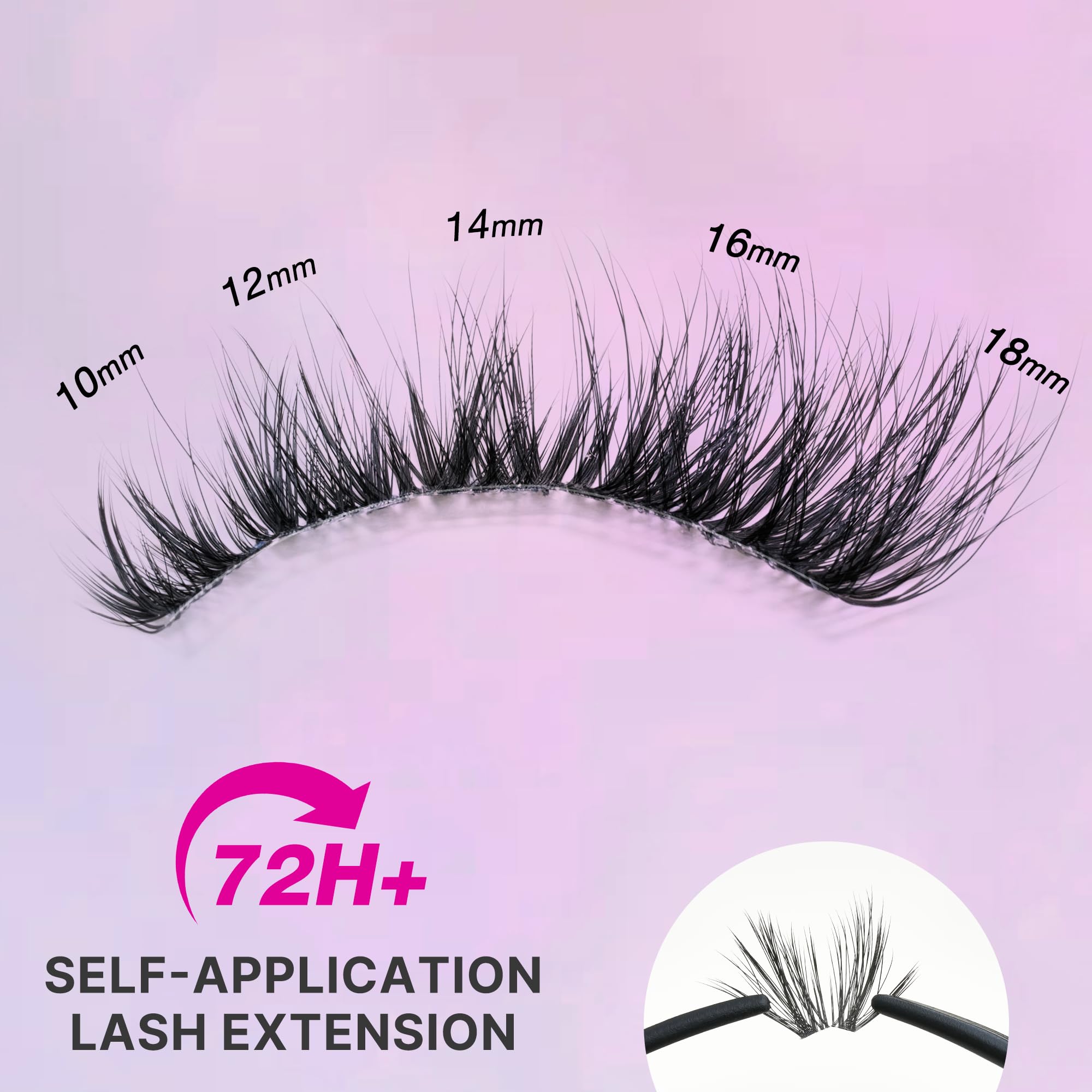 VEYESBEAUTY Wimpern Extensions Set Cluster Lash Extension BARE43 10-18mm