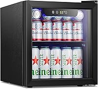 Antarctic Star 1.3 Cu Ft Mini Fridge Cooler: 48 Can 12 Bottle Beverage Refrigerator, Glass Door, 40-61°F Digital Control for Home Office Bar