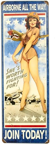 Letrero de metal vintage de la Segunda Guerra Mundial de Estados Unidos Airborne