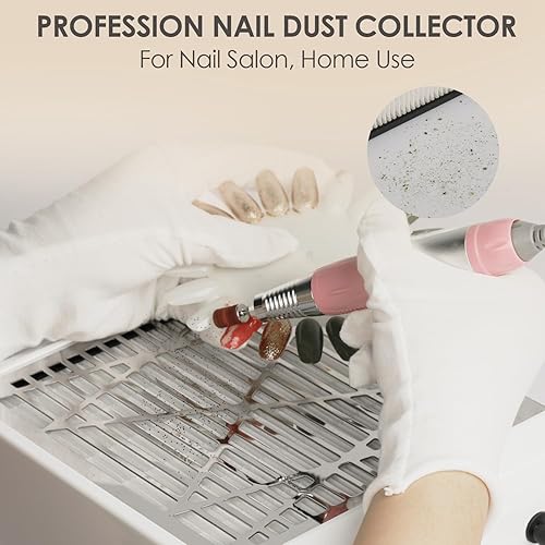 Miniatura 4 de CoFashion Colector de polvo de uñas para eliminar el polvo de uñas, colector de polvo acrílico de uñas, potente colector de plumero de uñas, filtro