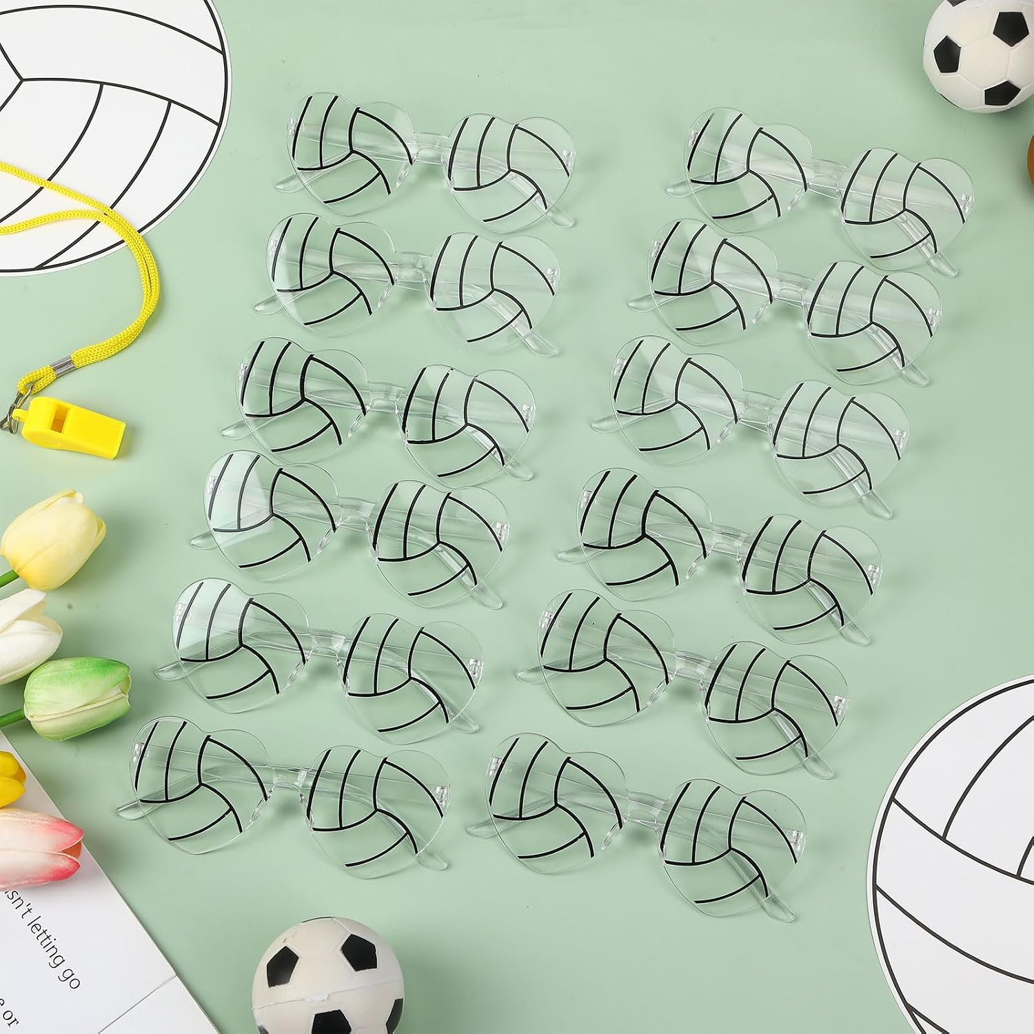 12 Pcs Sport Glasses, Softball Shaped Sunglasses Volleyball Shaped Sunglass