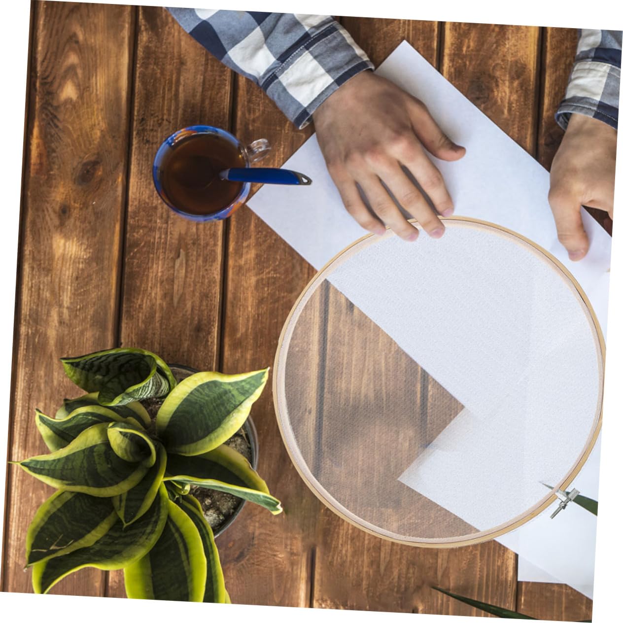 HOMOCONO 30cm Round Wooden Paper Making Frame Craft Screen Handmade for DIY Safe for Boys and Girls Multi-use