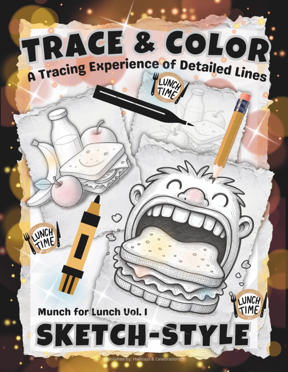 TRACE & COLOR: Munch For Lunch: An Advanced Tracing Experience in Detailed Food-Inspired Linework for Teens & Adults (Full-Framed Coloring)