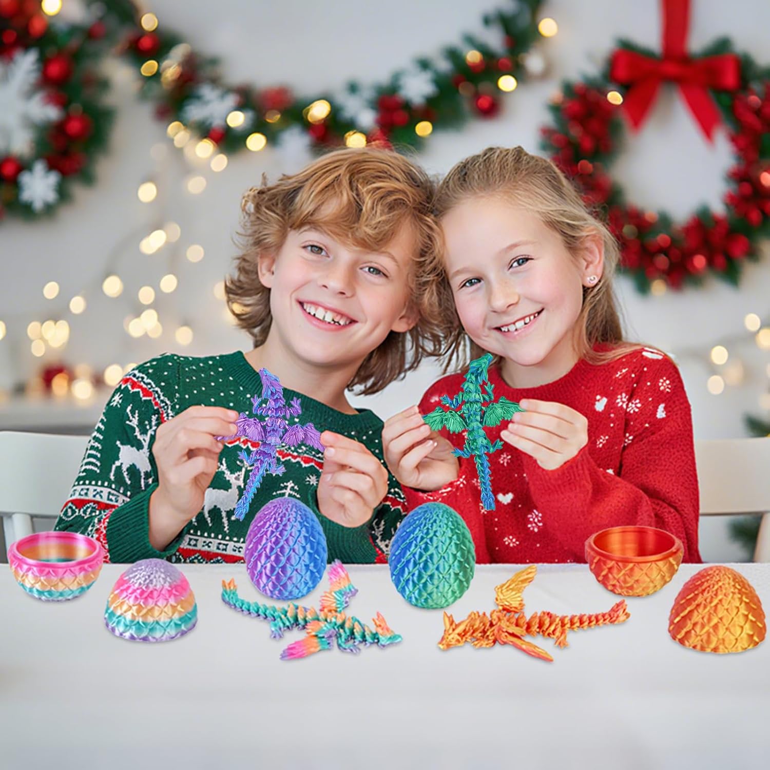 4PCS Dragon Eggs with Mini Dragon Inside 3D Printed Mystery Gifts Toys Set for Kids Boys Girls Easter Christmas Birthday Graduation Back to School Stocking Stuffer(Magic Pop) - Image 2