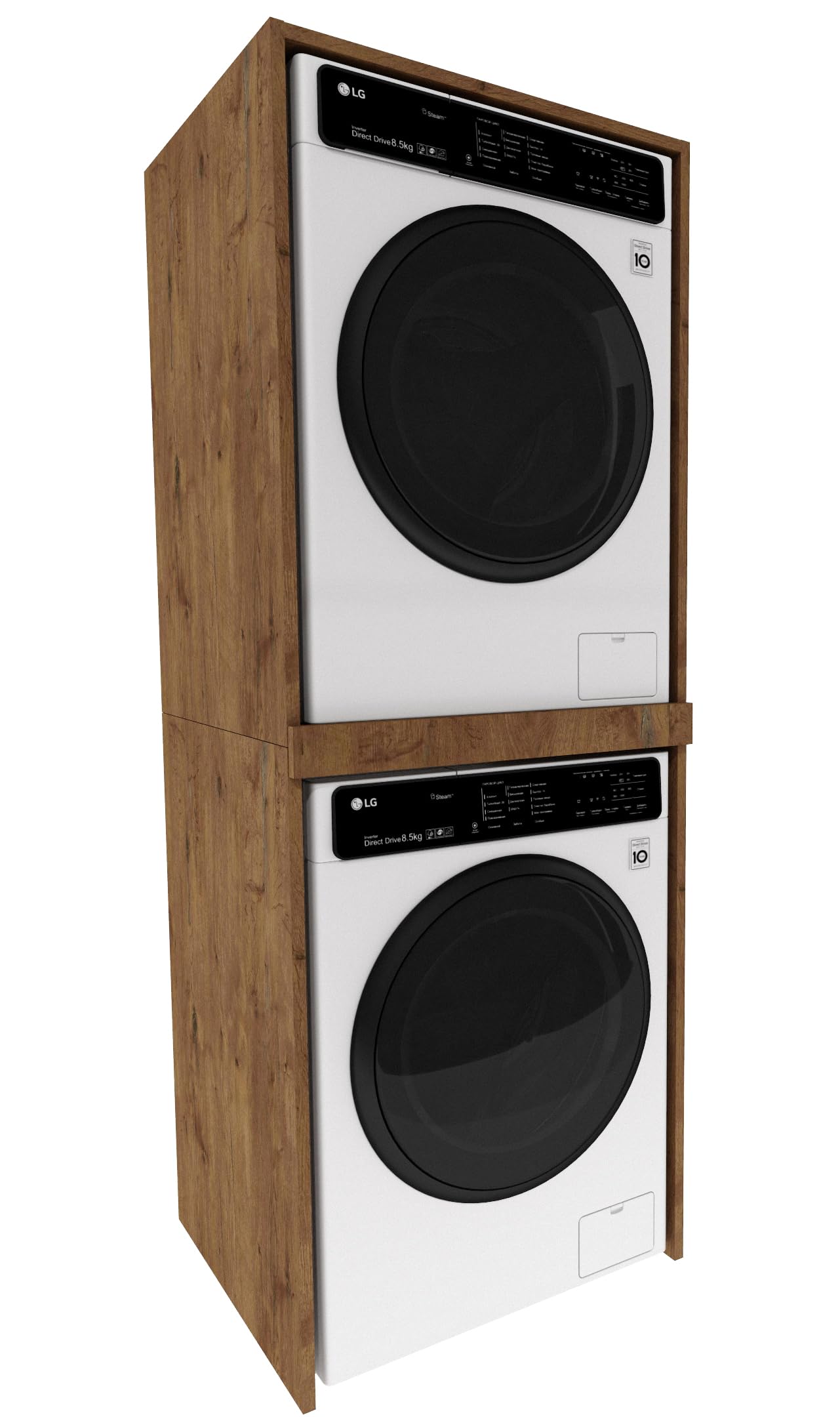 CraftPAK Torre de Lavado - Armario para Lavadora y Secadora | Mueble para Lavadora para lavadero - tamaño 66x180x65 cm marrón
