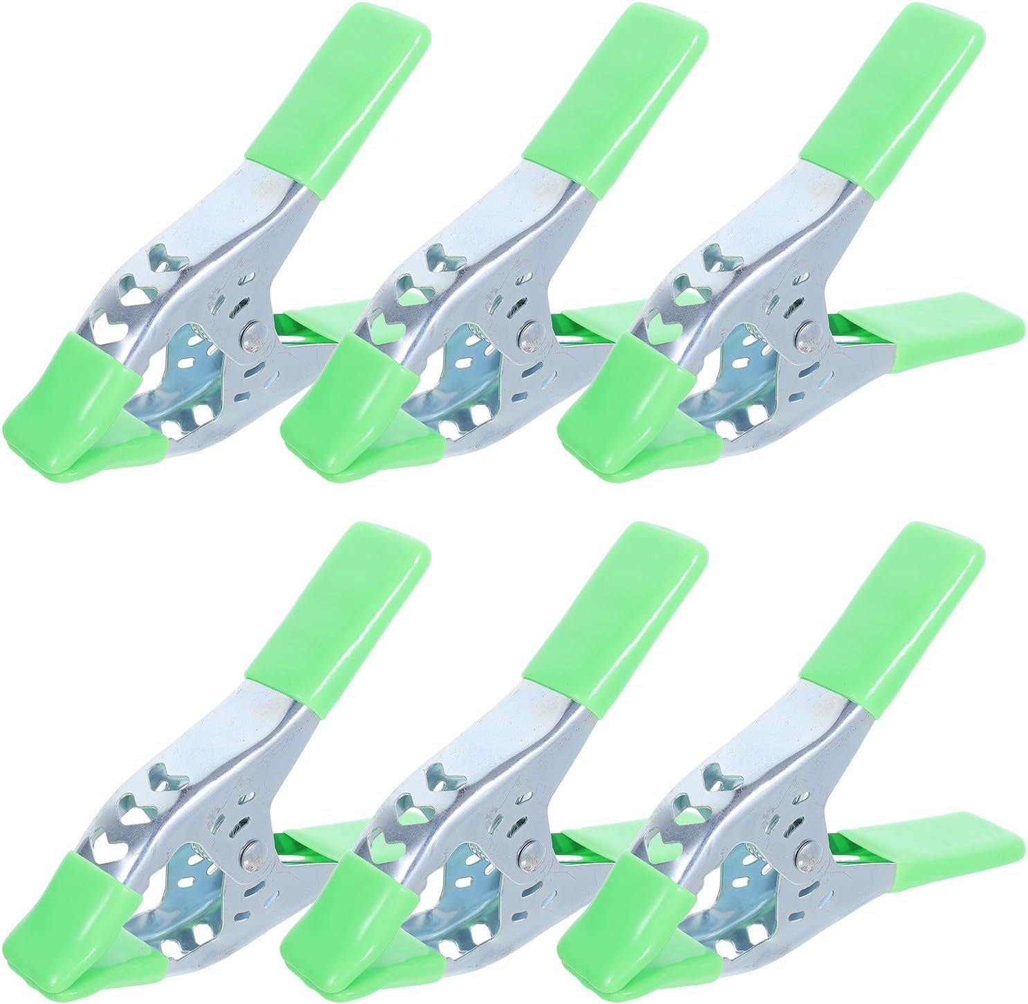 6pcs 6-inch Strong Grip Spring Clamps with Wide Jaw Opening and Pvc Coated Handles, Heavy Duty Metal Wood Clamp Set for Studio Setups, Woodworking, and Delicate Fabrics