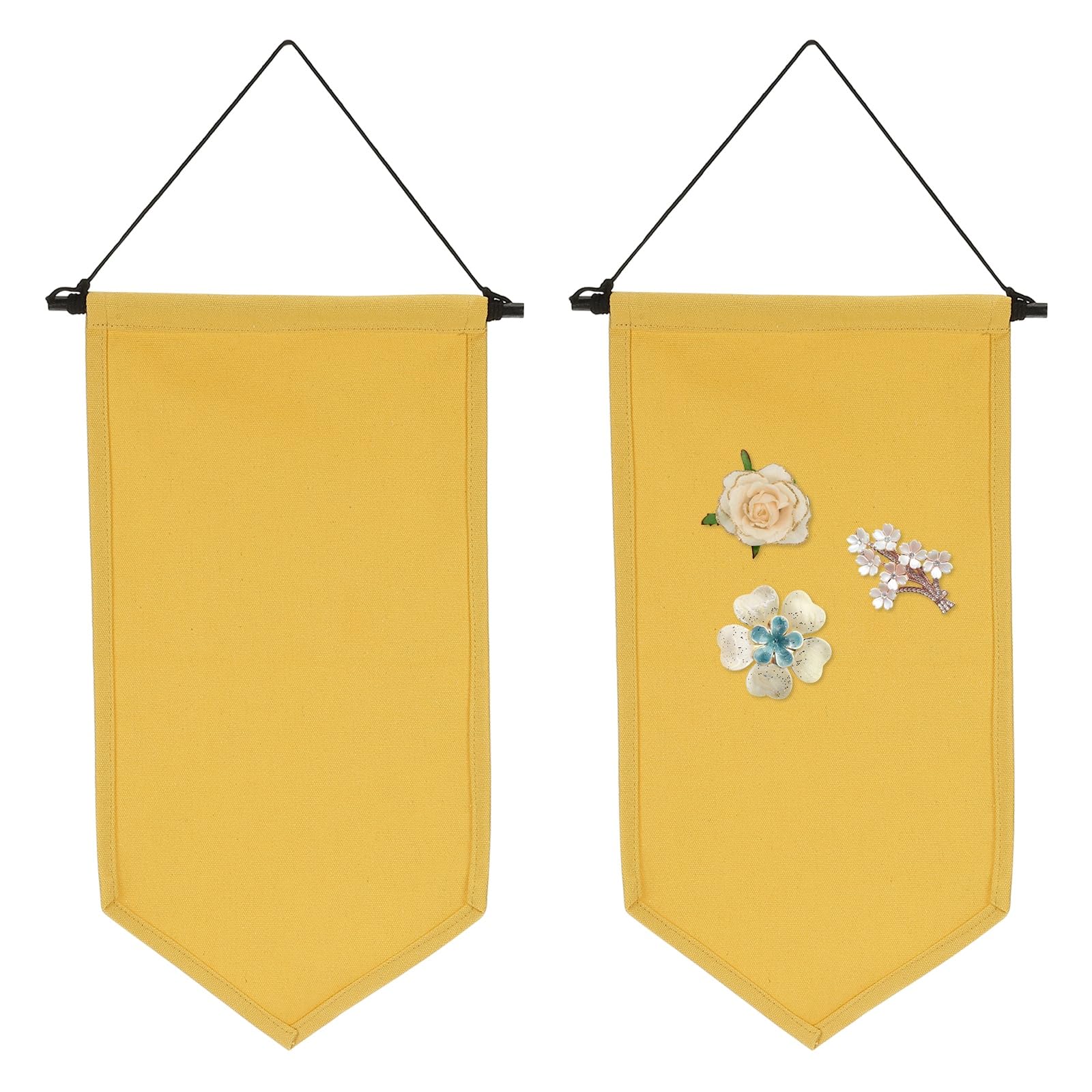 sourcing map 2Pcs Blank Wall Canvas Banner, Enamel Pin Display Banner, Blank Banner with Wooden Pin, DIY Wall Decoration for Enamel Pin, Badge, Display, Lapel Collection, Yellow