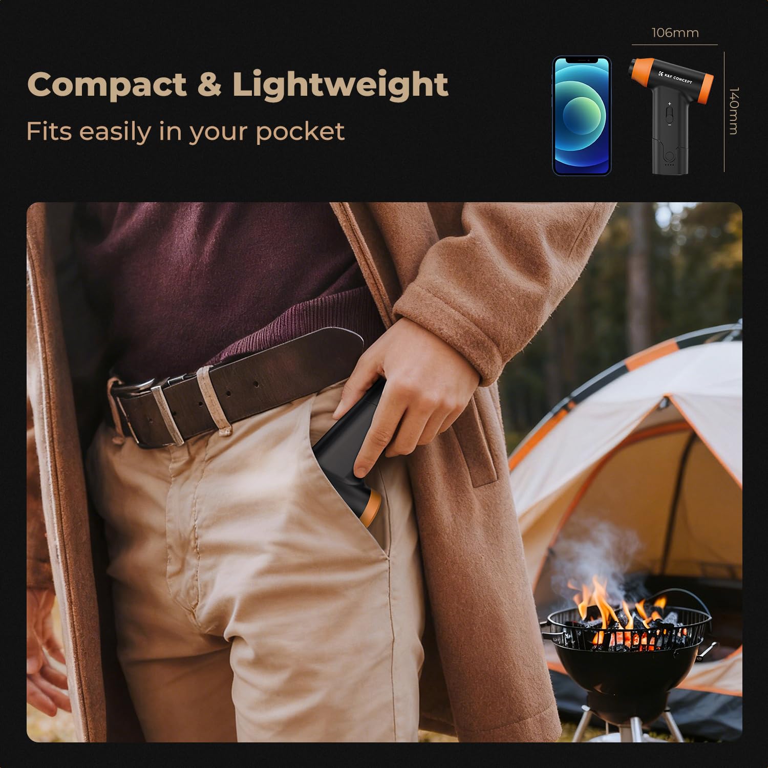 K&F CONCEPT BS200 2 w 1 elektryczna dmuchawa i odkurzacz – 150 000 obr./min, z bezstopniową regulacją prędkości, akumulator 5000 mAh, supermocny odkurzacz sprężonym powietrzem do klawiatury, aparatu,
