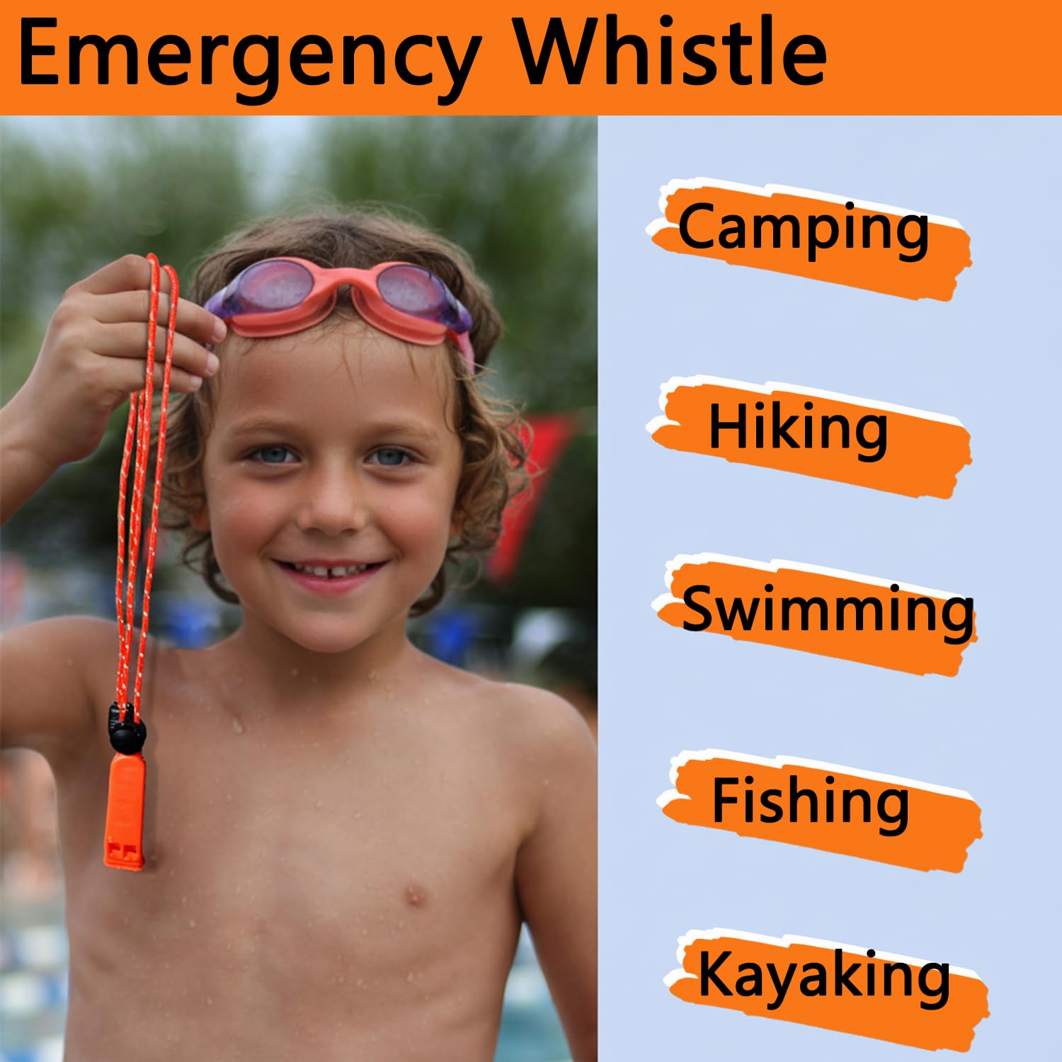 Amzonly Silbato de emergencia, silbato de seguridad de 120 db, para supervivencia, para camping, senderismo, caza, barco, pesca, chaleco salvavidas, señalización de rescate, para niños, paquete de 5