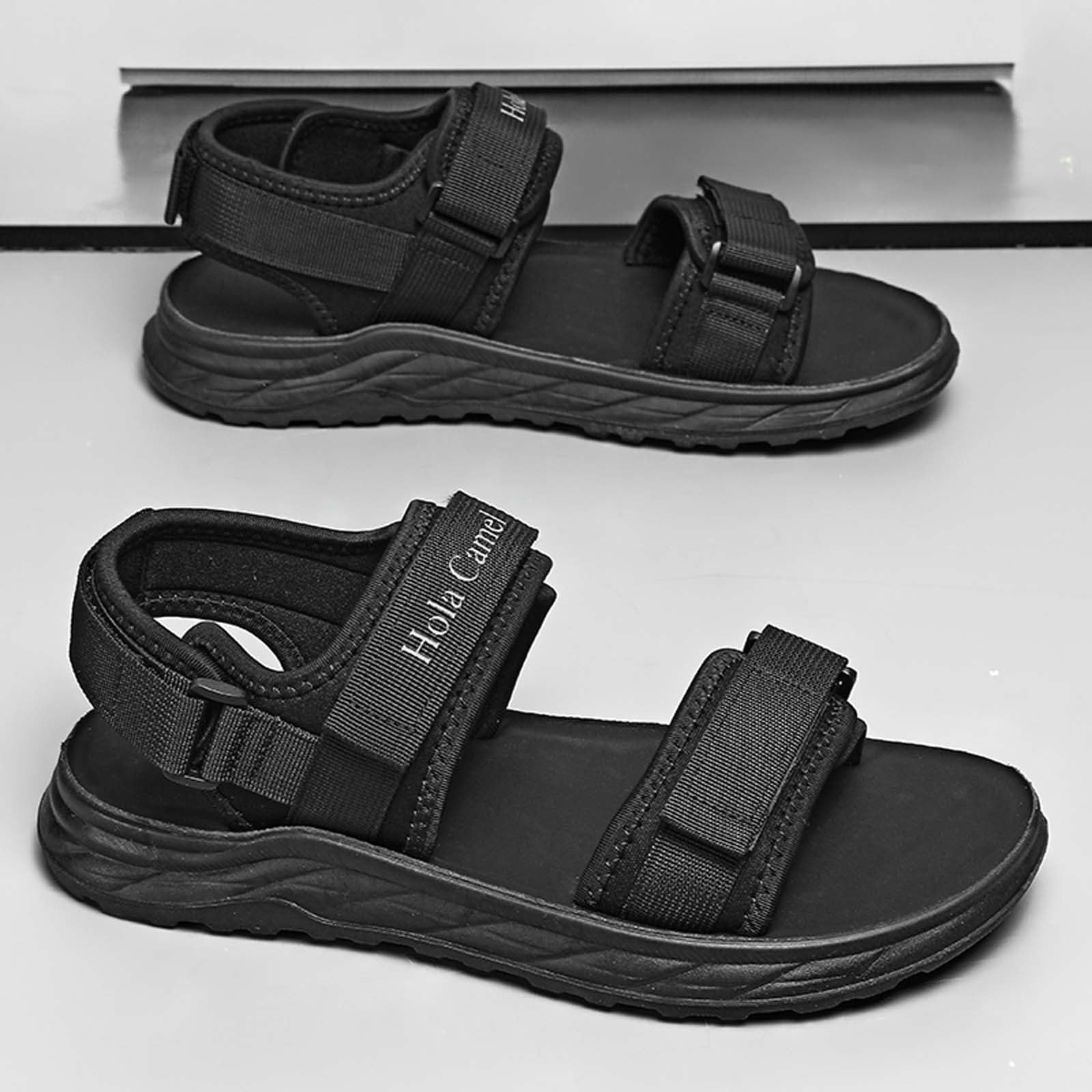 Generisch Trekkingsandalen Herren, Leder Sandalen Mit Klettverschluss, Trekking Sandalen, Sommersandalen Sport- & Outdoorsandalen Ledersandalen Sommer Schuhe Breite Füße Wandersandalen Sommerschuhe