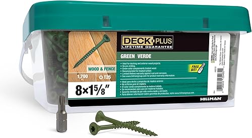 Vista 13 de Deck Plus Tornillos para valla y madera exterior con revestimiento epoxi de 2-1/2 pulgadas #10 x 2-1/2 pulgadas, rosca gruesa incluida, tornillo