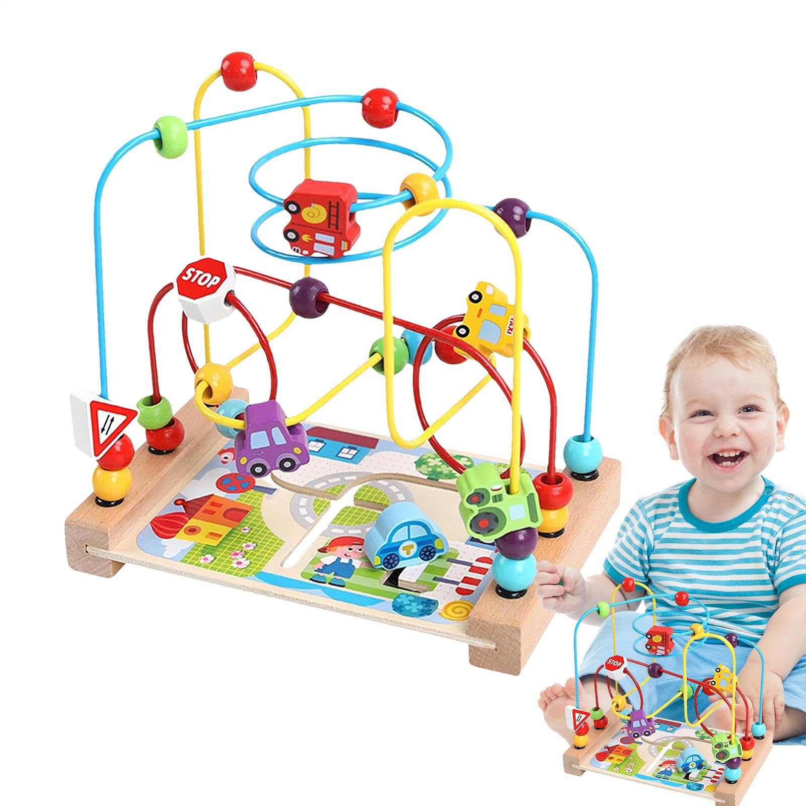 Juguetes de Laberinto de Perlas - Maze de Montañas Rusas de Madera para Niño | montesori Roler Cooter Activity Touet | Mazes Coloridos educativos para Niñas Niños Juegan Formación