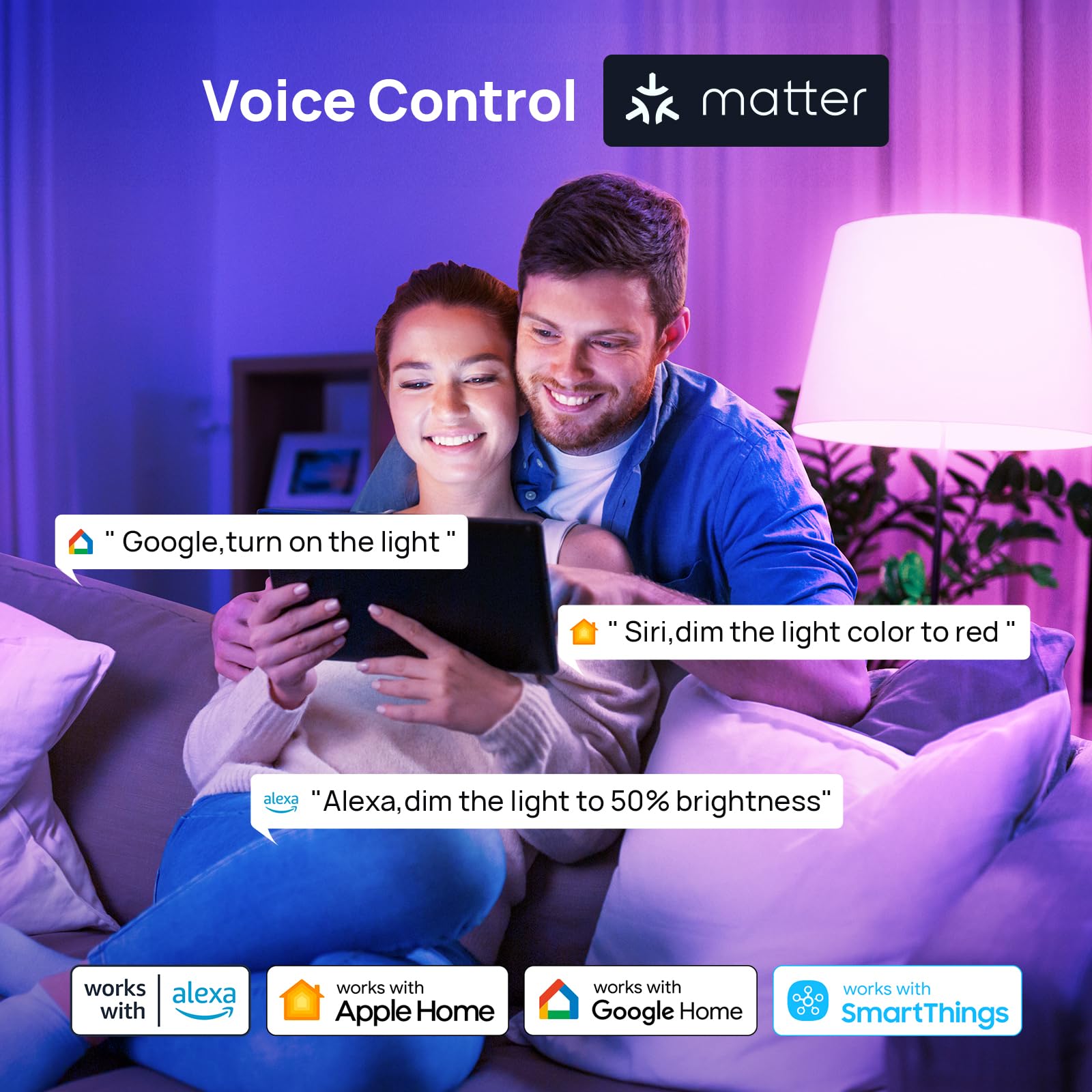 Consciot Smart Bulbs, WiFi-Bluetooth-LED-Glühbirne, Farbwechsel, Musik-Synchronisation, entspricht 60 W, Alexa/Google Home/Apple Home/Siri, 3er-Pack betriebene A19 E26 RGBTW Glühbirnen
