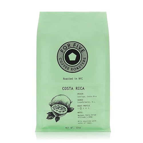 For Five Coffee Roasters - Tostado en Nueva York - Costa Rica Monte Crisol tostado ligero (Origen: Sanriago, Costa Rica), grano entero 12 oz