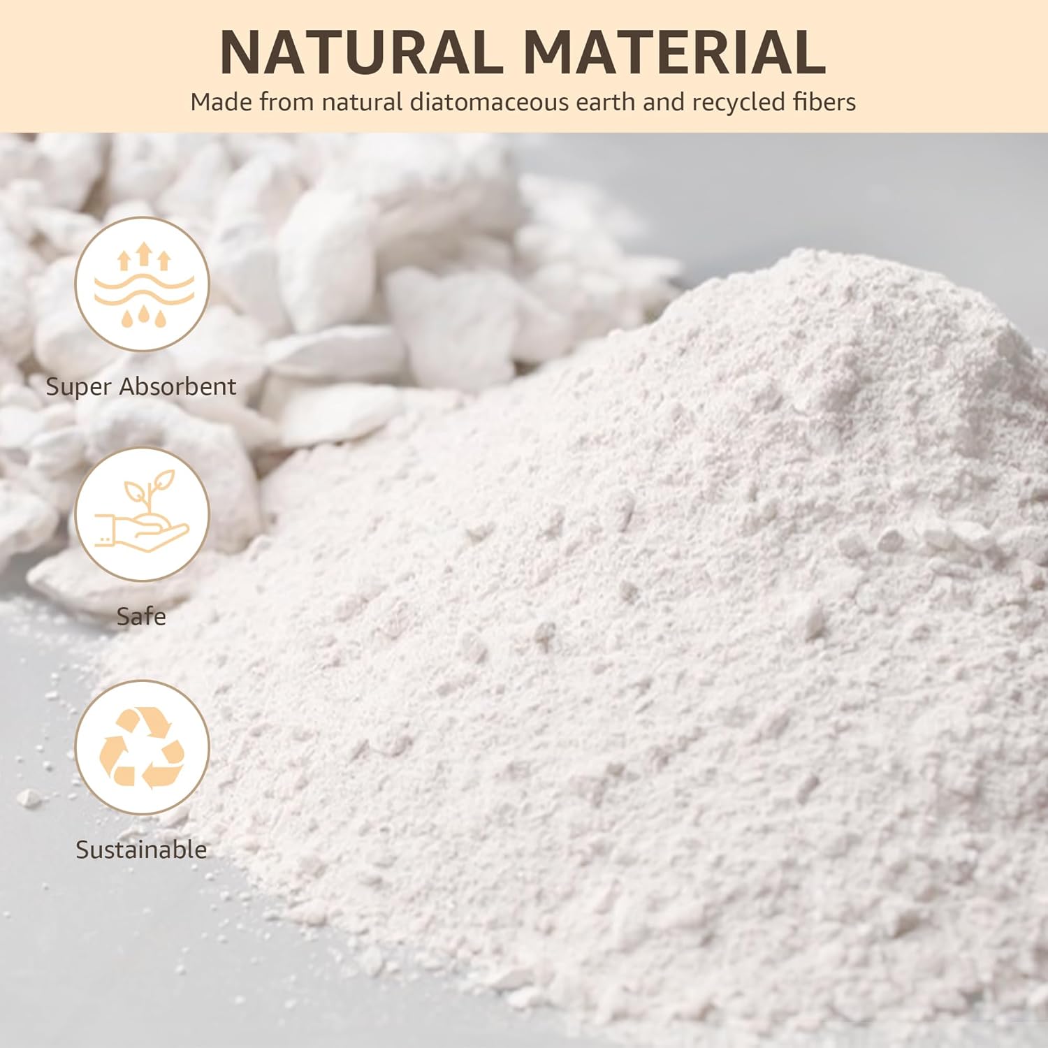 Yolife 32"x 20" Stone Bath Mat Large, Diatomaceous Earth Bath Mat for Bathroom, Super Absorbent Quick Drying Stone Shower Mat, Non-Slip Natural Diatomite Bathroom Floor Mat, Easy to Clean (White Grey) - Image 4