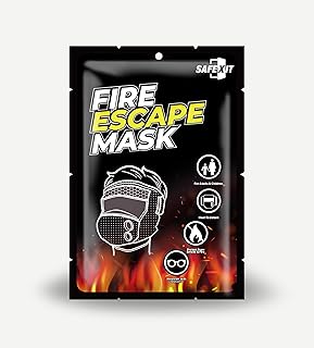 Emergency Fire Escape Smoke Face Cover Mask – Home Essentials For Survival Rescue Device Protection with Moisture Barrier, Heat-Resistant Goggles, & Calming Extracts (Use it in case of fire)