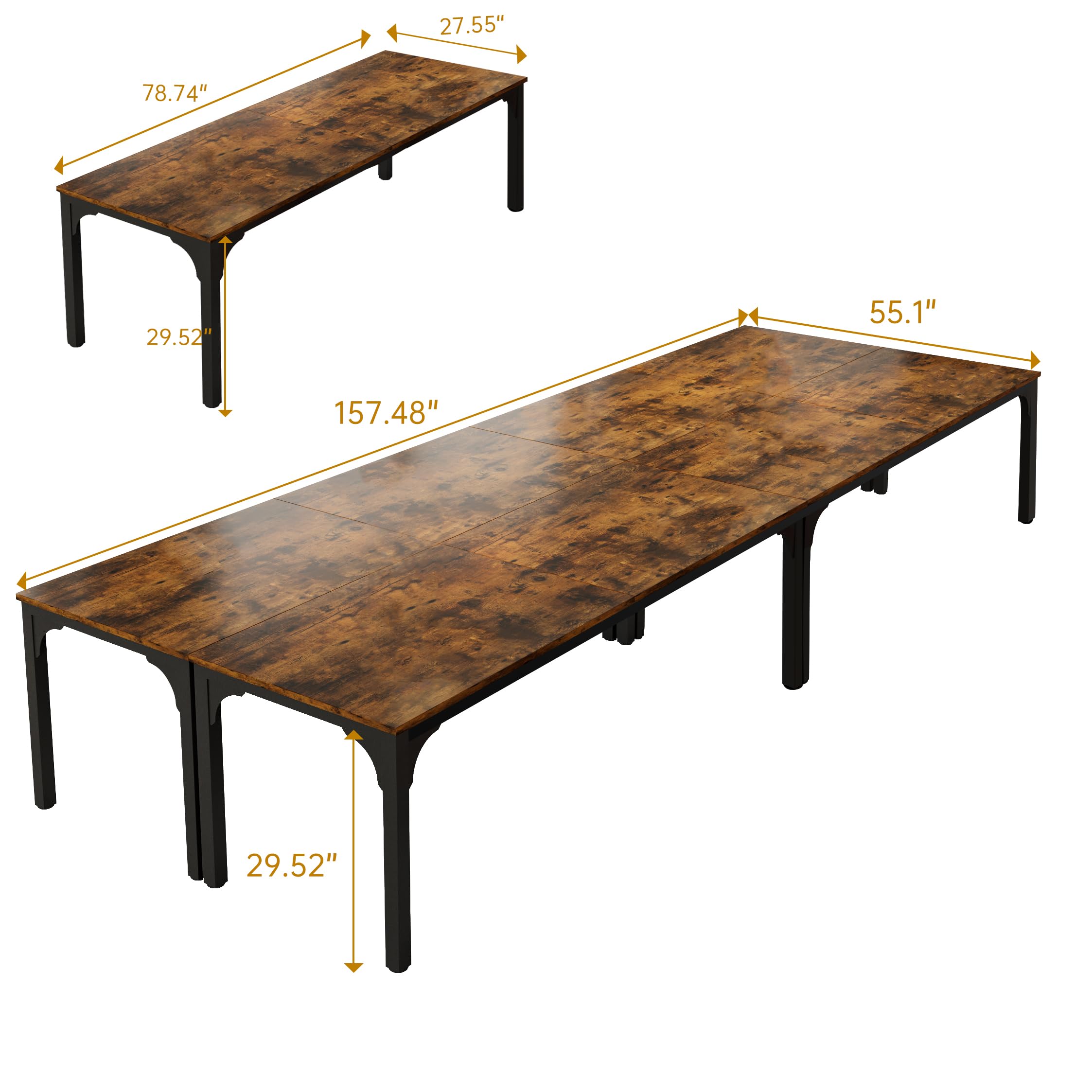 13FT Conference Table Super Sturdy Large Rectangle Meeting Seminar Table for 16 Person Long Business Tables 4 Pcs — view 2