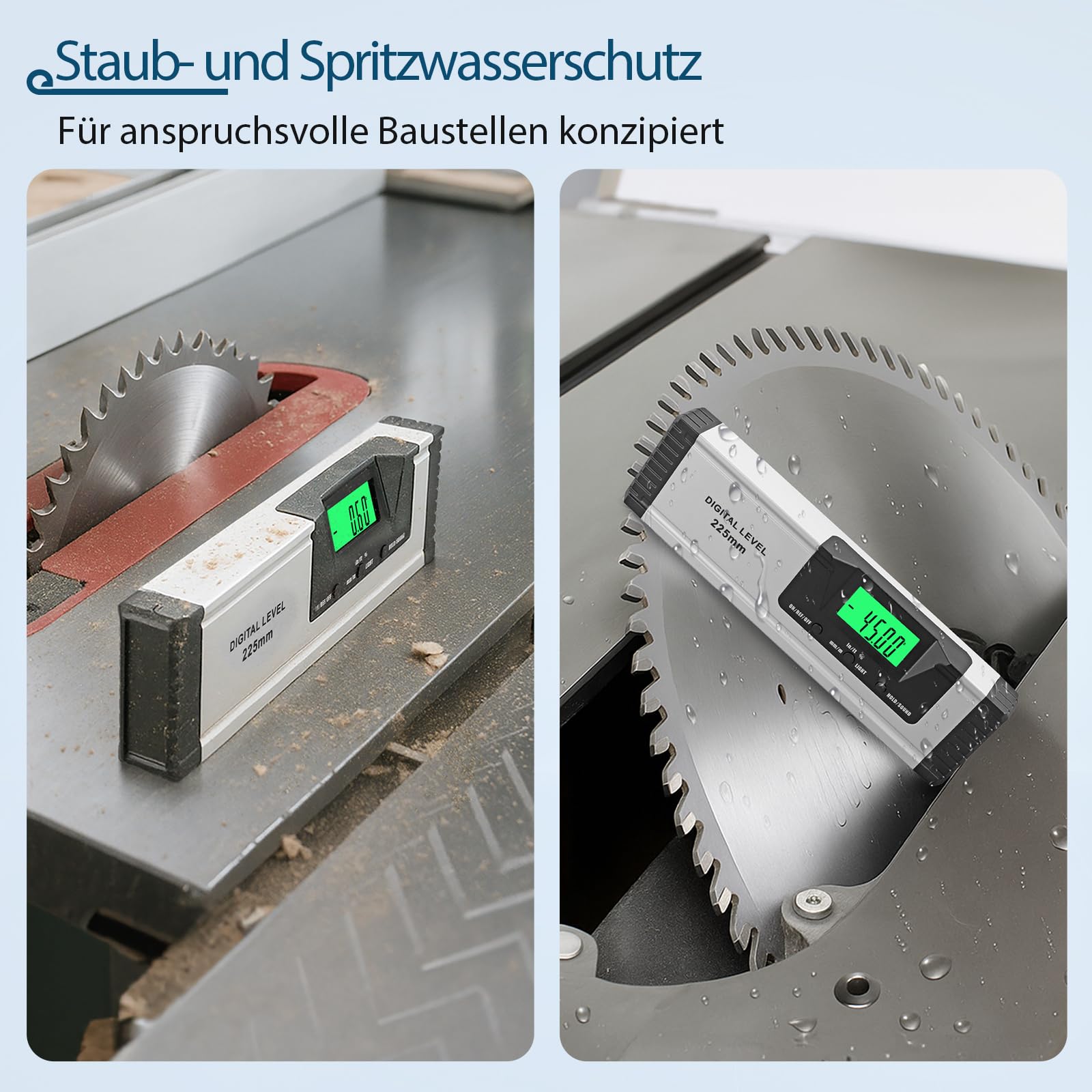 Digitale Wasserwaage 225mm, Winkelmesser mit Wasserwaage, Magnetischer, V-Nut Basis, Hochhelles LCD-Display, Neigungsmesser & Winkelmesser für präzise Messungen, Bau, Werkstatt, Solar & Auto