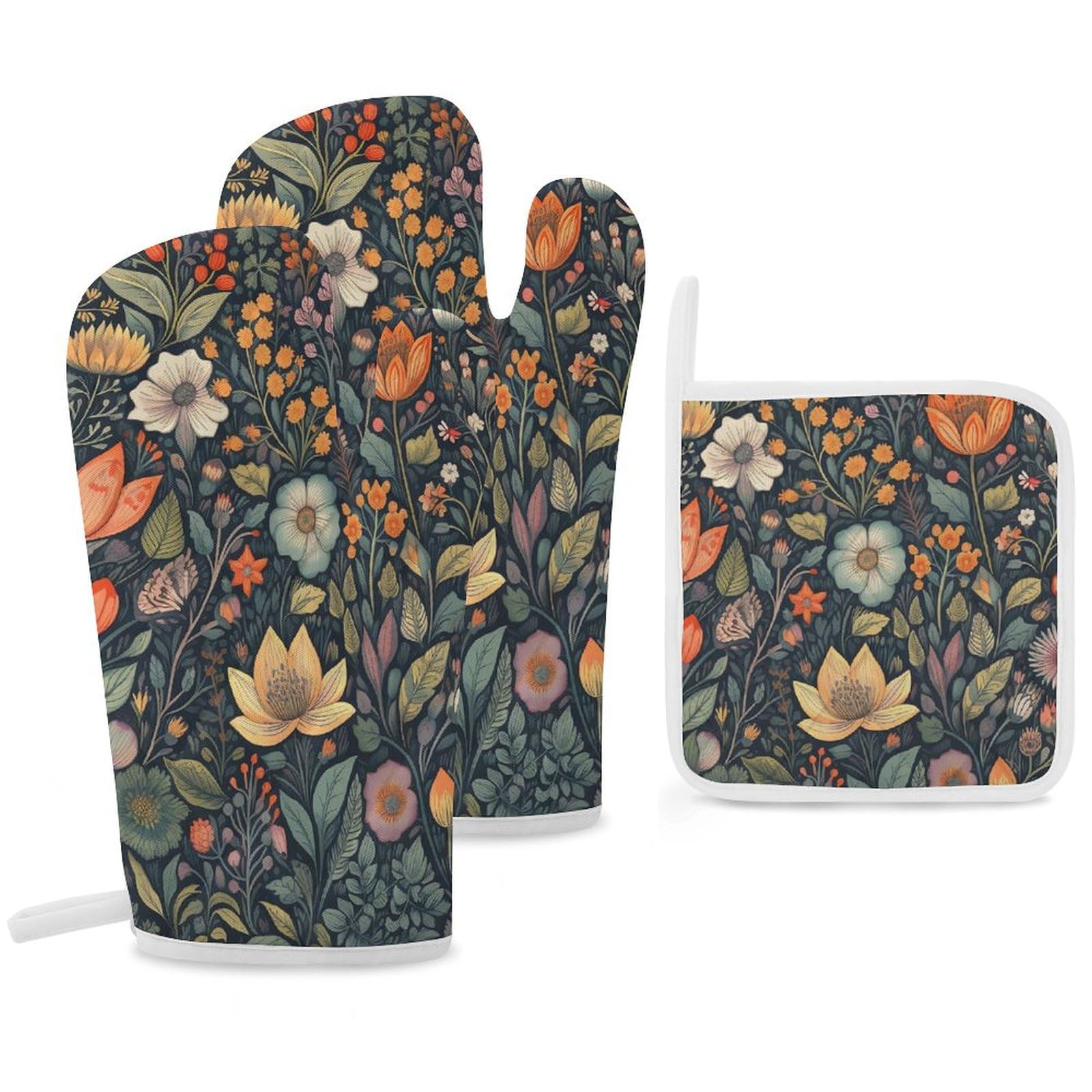 Gants de cuisine anti-chaleur et maniques fleuries pour manipuler vos plats