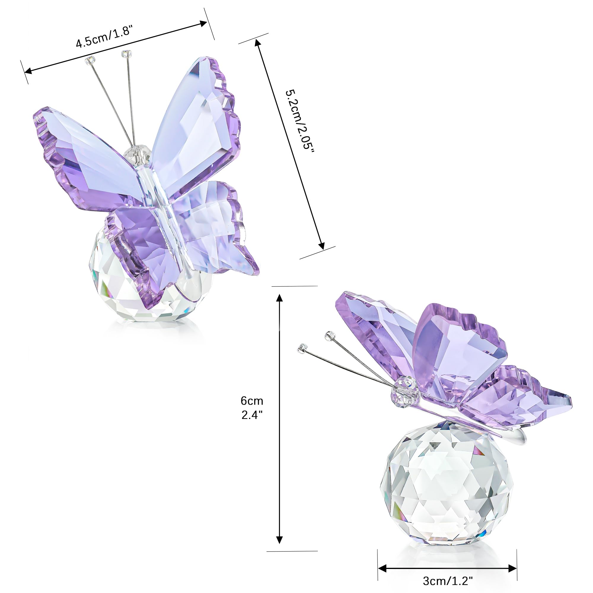 H&D HYALINE & DORA Purple Crystal Butterfly Figurine with Crystal Ball Base for Collectibles Gifts for Women - Image 3